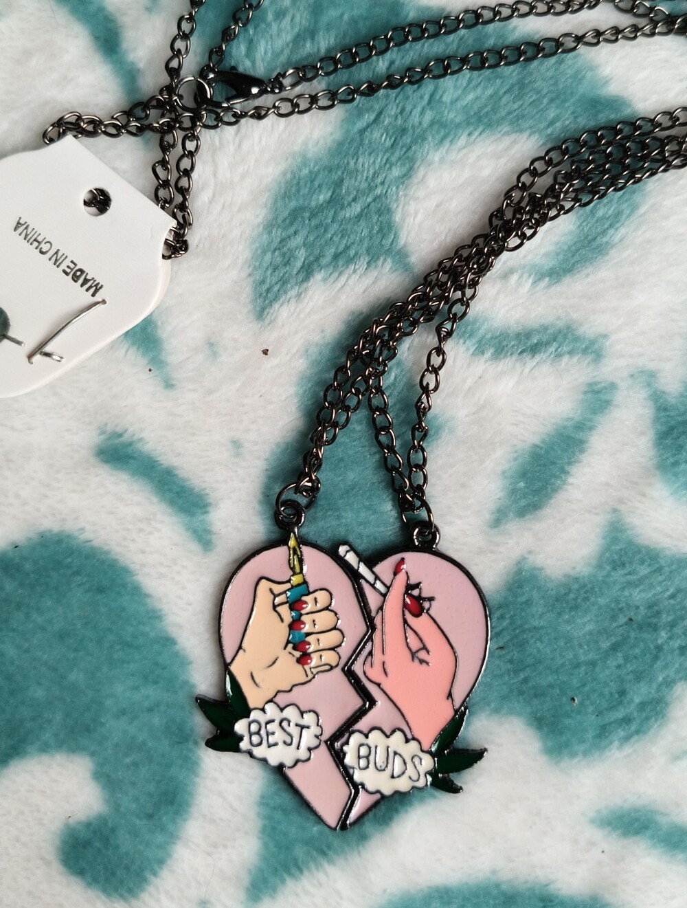 Enamel Best Buds Bestie Matching Necklace Set